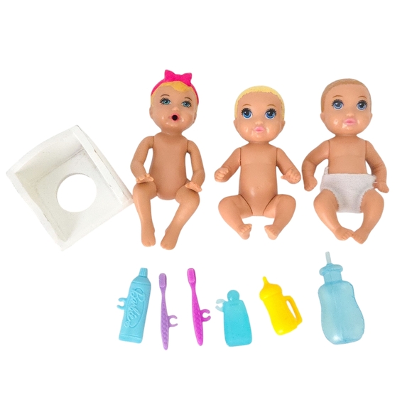 Barbie Skipper Babysitters Baby Dolls (Set of 3)- First Tooth & Potty Training - Picture 1 of 6